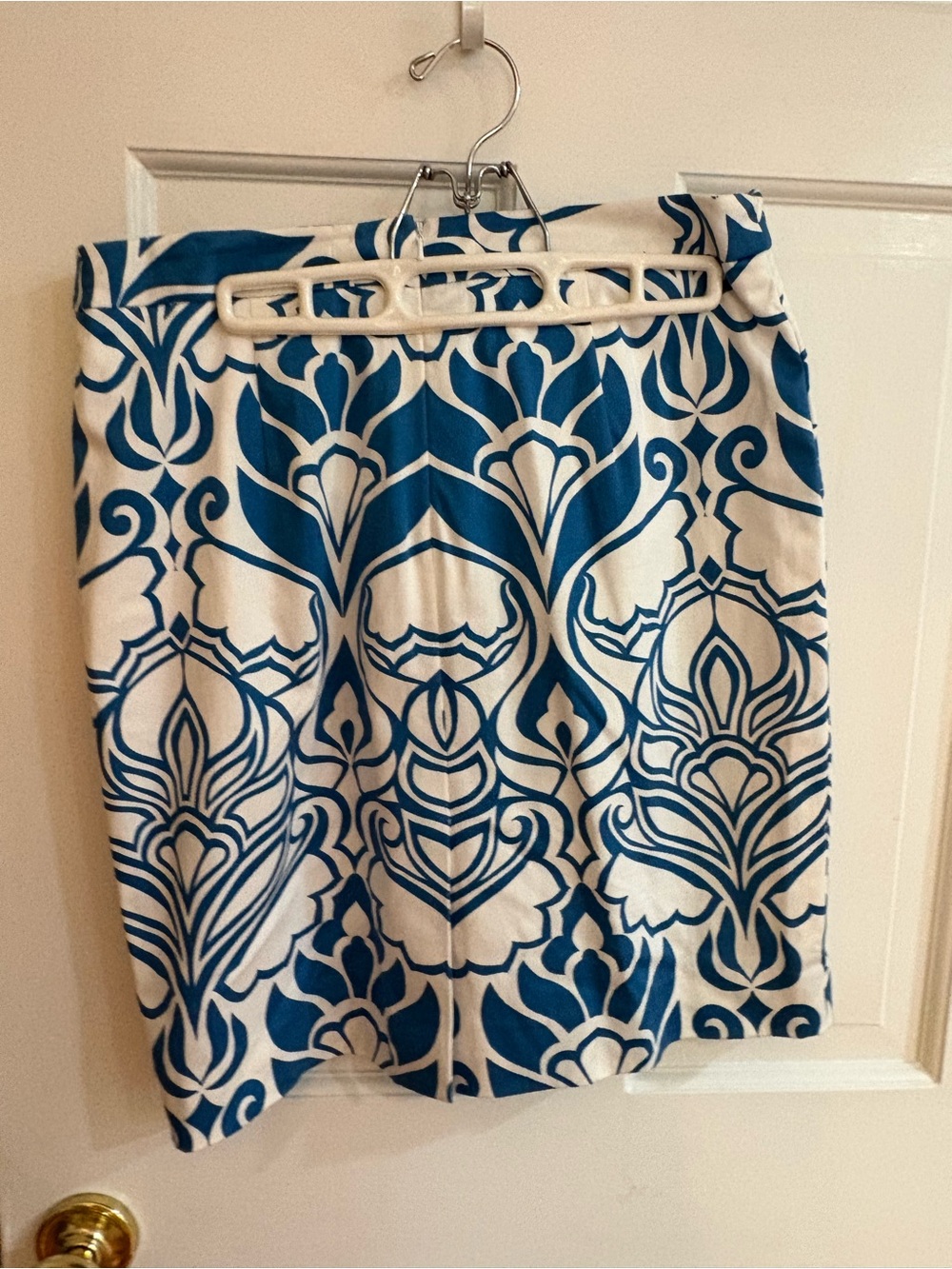 Etcetera Blue and White Printed Pencil Skirt fully lined